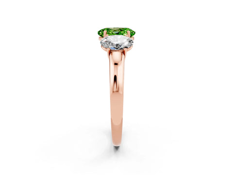 Rose gold Oval Cut Peridot Three-Stone Ring with Four-Prong Setting and Classic Band_2
