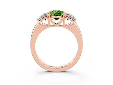 Rose gold Oval Cut Peridot Three-Stone Ring with Four-Prong Setting and Classic Band_3