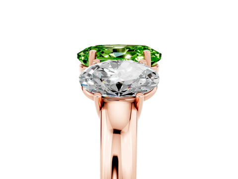 Rose gold Oval Cut Peridot Three-Stone Ring with Four-Prong Setting and Classic Band_5