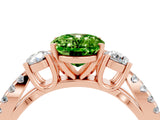 Rose gold Oval Cut Peridot Three-Stone Ring with Pavé Split Shank and Four-Prong Setting_16