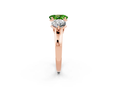 Rose gold Oval Cut Peridot Three-Stone Ring with Prong Setting and Classic Band_2