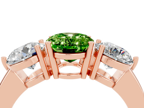 Rose gold Oval Cut Peridot Three-Stone Ring with Prong Setting and Classic Band_4