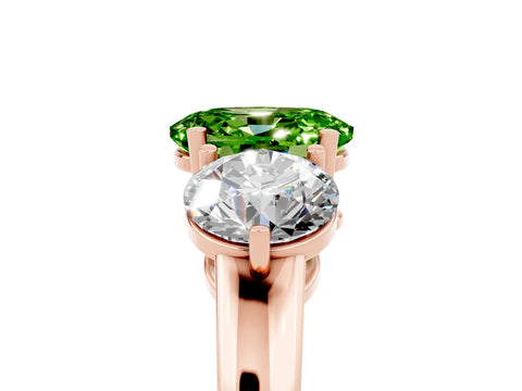Rose gold Oval Cut Peridot Three-Stone Ring with Prong Setting and Classic Band_5