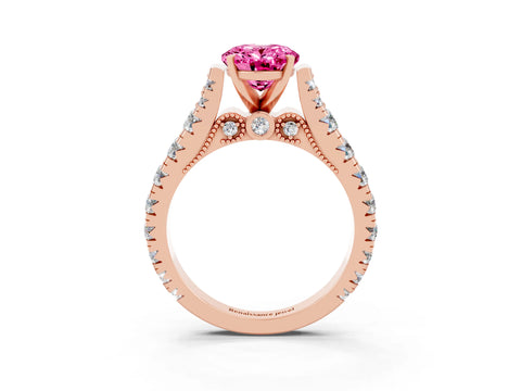 Rose gold Oval Cut Pink Sapphire Classic Solitaire Ring with Pavé Band and Four-Prong Setting_15