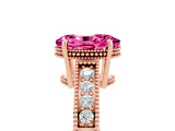 Rose gold Oval Cut Pink Sapphire Engagement Ring with Milgrain Channel Set Band and Prong Setting_29