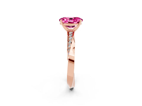 Rose gold Oval Cut Pink Sapphire Engagement Ring with Side Stone Accents and Four-Prong Setting_53