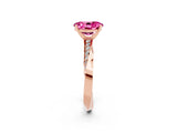 Rose gold Oval Cut Pink Sapphire Engagement Ring with Side Stone Accents and Four-Prong Setting_62