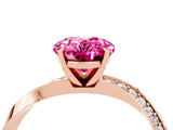 Rose gold Oval Cut Pink Sapphire Engagement Ring with Side Stone Accents and Four-Prong Setting_64