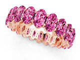 10K Rose Gold Oval Cut Pink Sapphire Eternity Band with Shared Prong Setting