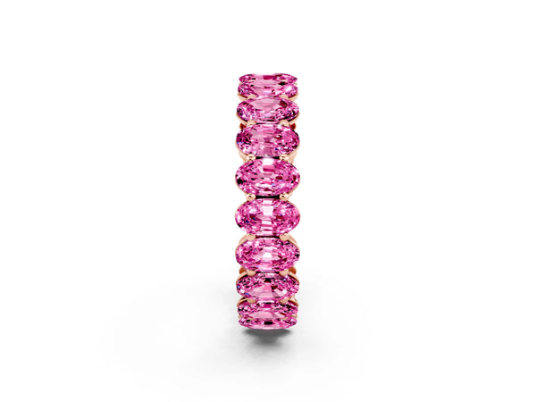 Rose gold Oval Cut Pink Sapphire Eternity Band with Shared Prong Setting