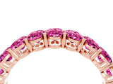 10K Rose Gold Oval Cut Pink Sapphire Eternity Band with Shared Prong Setting