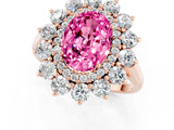Rose gold Oval Cut Pink Sapphire Floral Double Halo Engagement Ring with Prong Setting_49