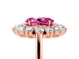 Rose gold Oval Cut Pink Sapphire Floral Double Halo Engagement Ring with Prong Setting_53