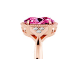 Rose gold Oval Cut Pink Sapphire Halo Ring with Tapered Band and Four-Prong Setting_5