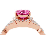 Rose gold Oval Cut Pink Sapphire  Halo Twist Band Solitaire Prong Setting Ring_40
