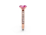 Rose gold Oval Cut Pink Sapphire Milgrain Pavé Engagement Ring with Four-Prong Setting_50
