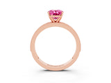 Rose gold Oval Cut Pink Sapphire Milgrain Pavé Engagement Ring with Four-Prong Setting_51