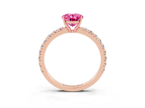 Rose gold Oval Cut Pink Sapphire Pavé Solitaire Engagement Ring with Four-Prong Setting_15