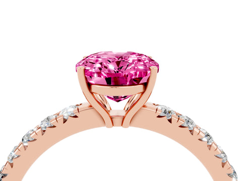 Rose gold Oval Cut Pink Sapphire Pavé Solitaire Engagement Ring with Four-Prong Setting_16
