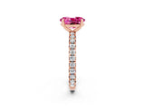 Rose gold Oval Cut Pink Sapphire Pavé Solitaire Ring with Round Band and Prong Setting_14