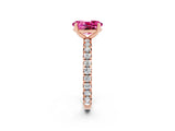 Rose gold Oval Cut Pink Sapphire Pavé Solitaire Ring with Round Band and Prong Setting_26