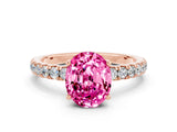 Rose gold Oval Cut Pink Sapphire Pave Band Solitaire Ring with Four-Prong Setting_60