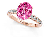 Rose gold Oval Cut Pink Sapphire Pave Band Solitaire Ring with Four-Prong Setting_61