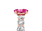 Rose gold Oval Cut Pink Sapphire Prong Setting with Side Stones on a Pave Band_29