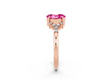 Rose gold Oval Cut Pink Sapphire Ring with Side Stones and Four-Prong Setting_86