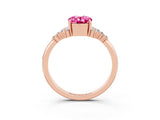 Rose gold Oval Cut Pink Sapphire Ring with Side Stones and Four-Prong Setting_87
