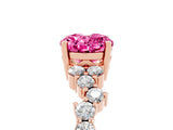 Rose gold Oval Cut Pink Sapphire Scattered Round Accent Ring with Prong Setting_17