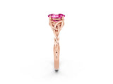 Rose gold Oval Cut Pink Sapphire Solitaire Celtic Knot Ring with Four-Prong Setting_26