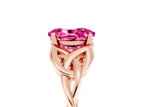 Rose gold Oval Cut Pink Sapphire Solitaire Celtic Knot Ring with Four-Prong Setting_29