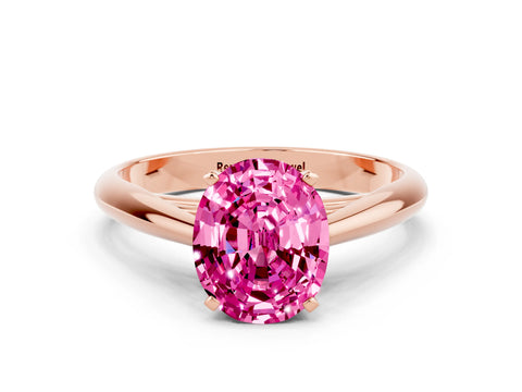 Rose gold Oval Cut Pink Sapphire Solitaire Engagement Ring with Cathedral Setting and Four-Prong Mount_12