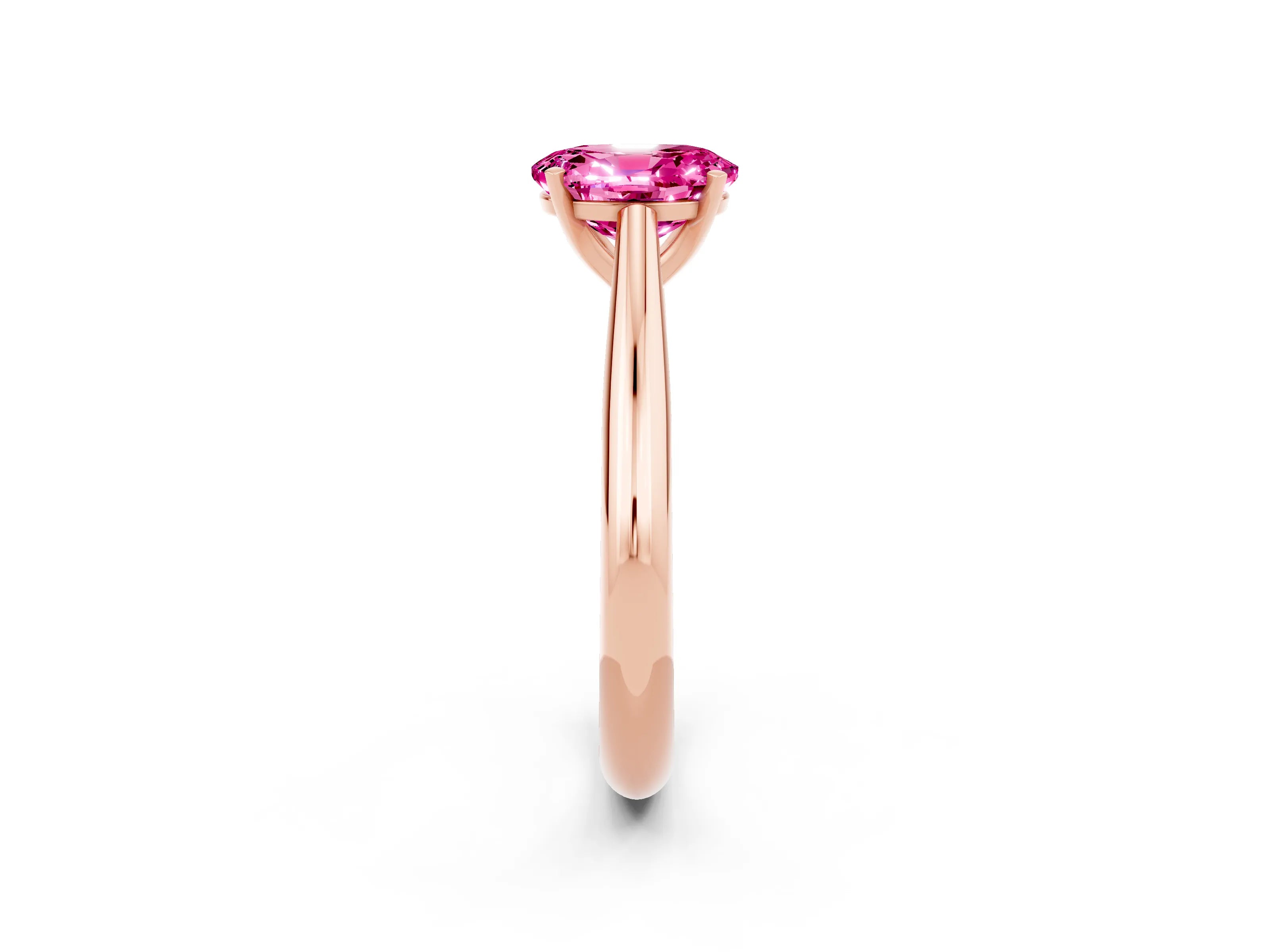 Rose gold Oval Cut Pink Sapphire Solitaire Engagement Ring with Cathedral Setting and Four-Prong Mount_14