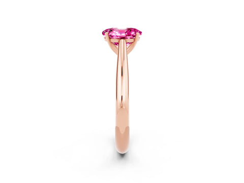 Rose gold Oval Cut Pink Sapphire Solitaire Engagement Ring with Cathedral Setting and Four-Prong Mount_14