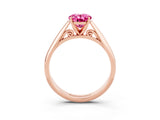 Rose gold Oval Cut Pink Sapphire Solitaire Engagement Ring with Cathedral Setting and Four-Prong Mount_21