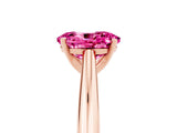 Rose gold Oval Cut Pink Sapphire Solitaire Engagement Ring with Cathedral Setting and Four-Prong Mount_23