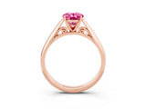 Rose gold Oval Cut Pink Sapphire Solitaire Engagement Ring with Cathedral Setting and Four-Prong Mount_27
