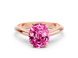 Rose gold Oval Cut Pink Sapphire Solitaire Engagement Ring with Cathedral Setting and Four-Prong Mount_66