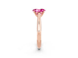 Rose gold Oval Cut Pink Sapphire Solitaire Engagement Ring with Cathedral Setting and Four-Prong Mount_68