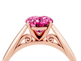 Rose gold Oval Cut Pink Sapphire Solitaire Engagement Ring with Cathedral Setting and Four-Prong Mount_70