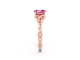 Rose gold Oval Cut Pink Sapphire Solitaire Engagement Ring with Celtic Knot Band and Four-Prong Setting_26