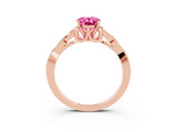Rose gold Oval Cut Pink Sapphire Solitaire Engagement Ring with Celtic Knot Band and Four-Prong Setting_27