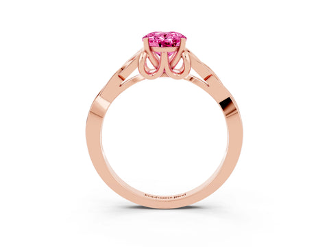 Rose gold Oval Cut Pink Sapphire Solitaire Engagement Ring with Celtic Knot Band and Four-Prong Setting_27