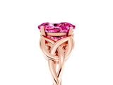 Rose gold Oval Cut Pink Sapphire Solitaire Engagement Ring with Celtic Knot Band and Four-Prong Setting_29