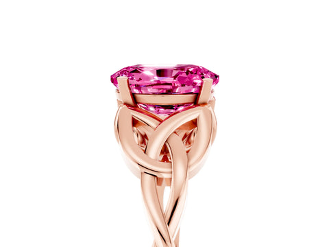 Rose gold Oval Cut Pink Sapphire Solitaire Engagement Ring with Celtic Knot Band and Four-Prong Setting_29
