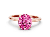 Rose gold Oval Cut Pink Sapphire Solitaire Engagement Ring with Classic Band and Four-Prong Setting_24