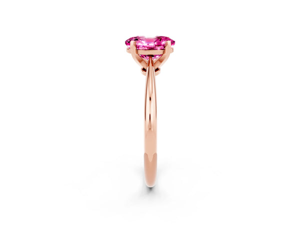 Rose gold Oval Cut Pink Sapphire Solitaire Engagement Ring with Classic Band and Four-Prong Setting