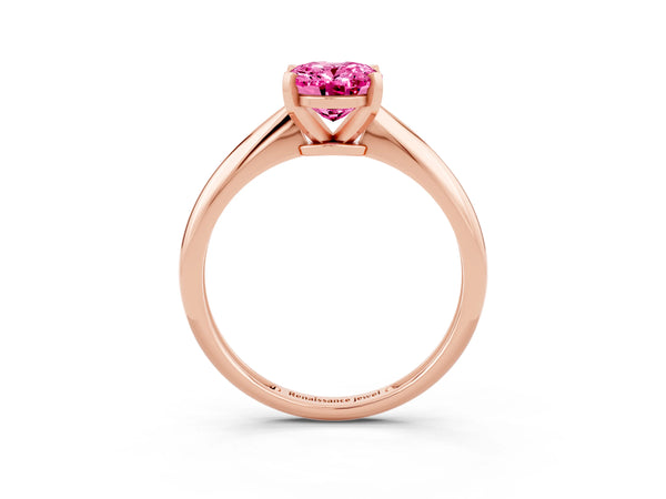 Rose gold Oval Cut Pink Sapphire Solitaire Engagement Ring with Classic Band and Four-Prong Setting